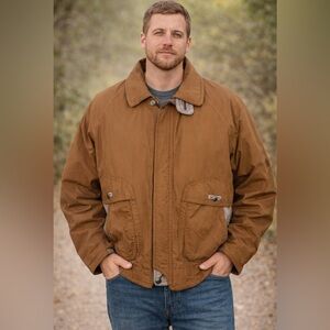 Members Only Jacket Fleece Lined Full Zip Tan Bomber Mens 42